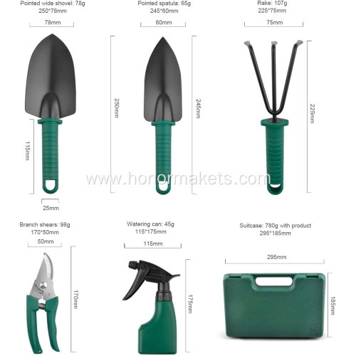 Customized Portable Garden Work Tools Set Gardening Tools for Home useful green Garden Tool Set With Carrying Case